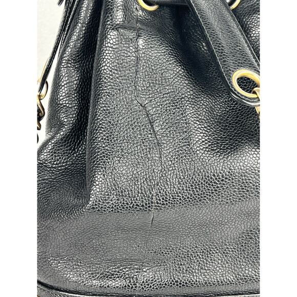 Chanel Vintage Black Caviar Drawstring Shoulder Bucket Bag - Picture 7 of 16